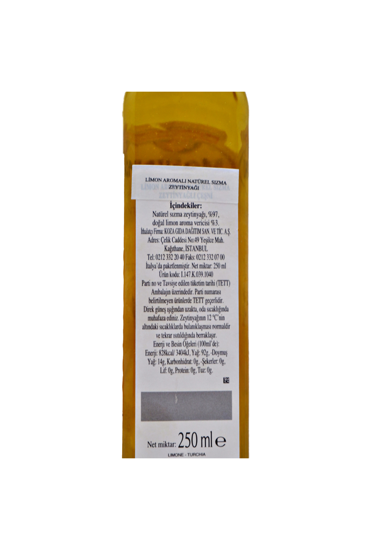 Limon Aromalı Sızma Zeytinyağı 250 ml.