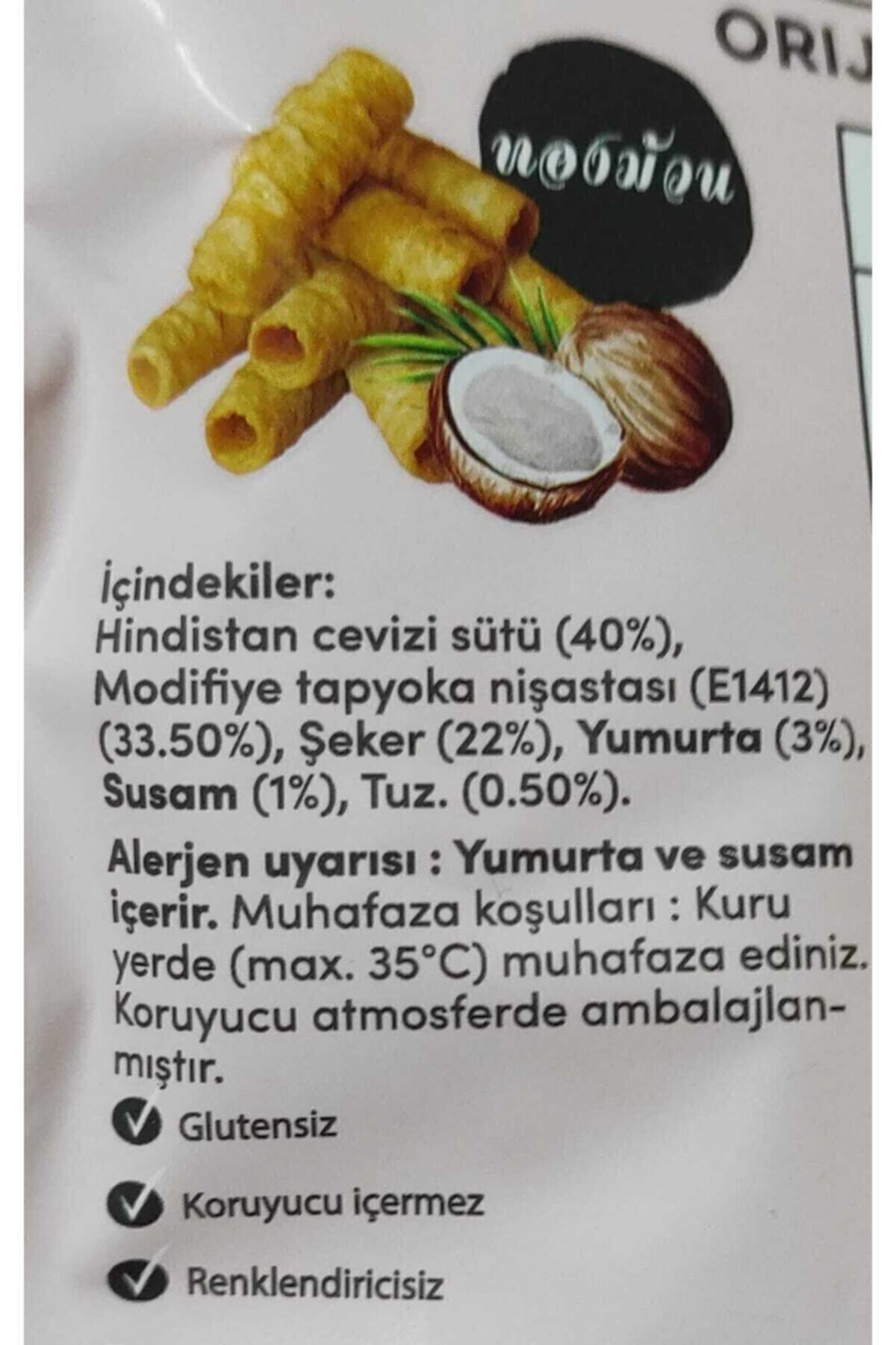 Glutensiz Hindistan Cevizi Kraker Ruloları 40 gr