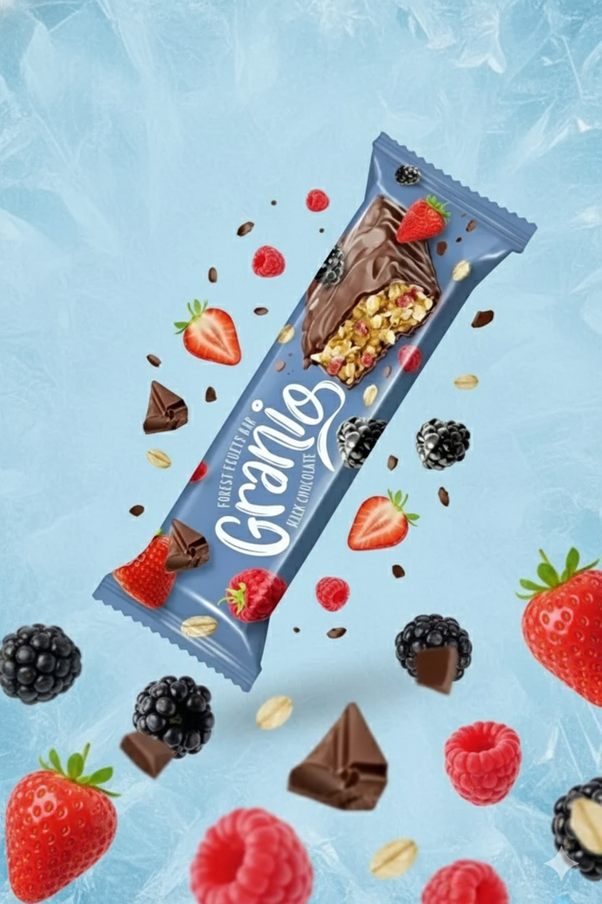 Sütlü Çikolata Kaplamalı Yulaf Ezmeli Kırmızı Meyveli Bar 40 gr X 24 Adet