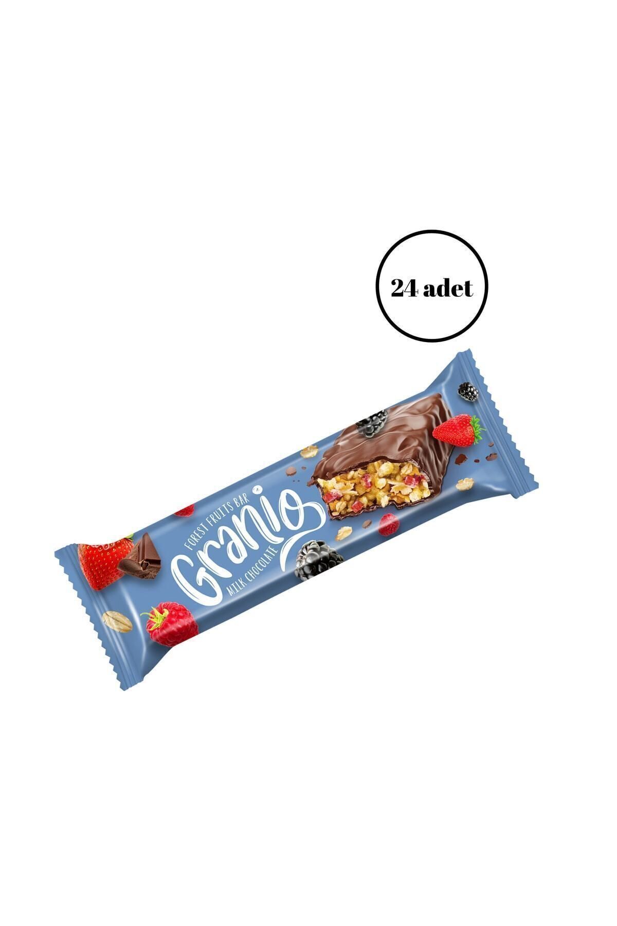 Sütlü Çikolata Kaplamalı Yulaf Ezmeli Kırmızı Meyveli Bar 40 gr X 24 Adet