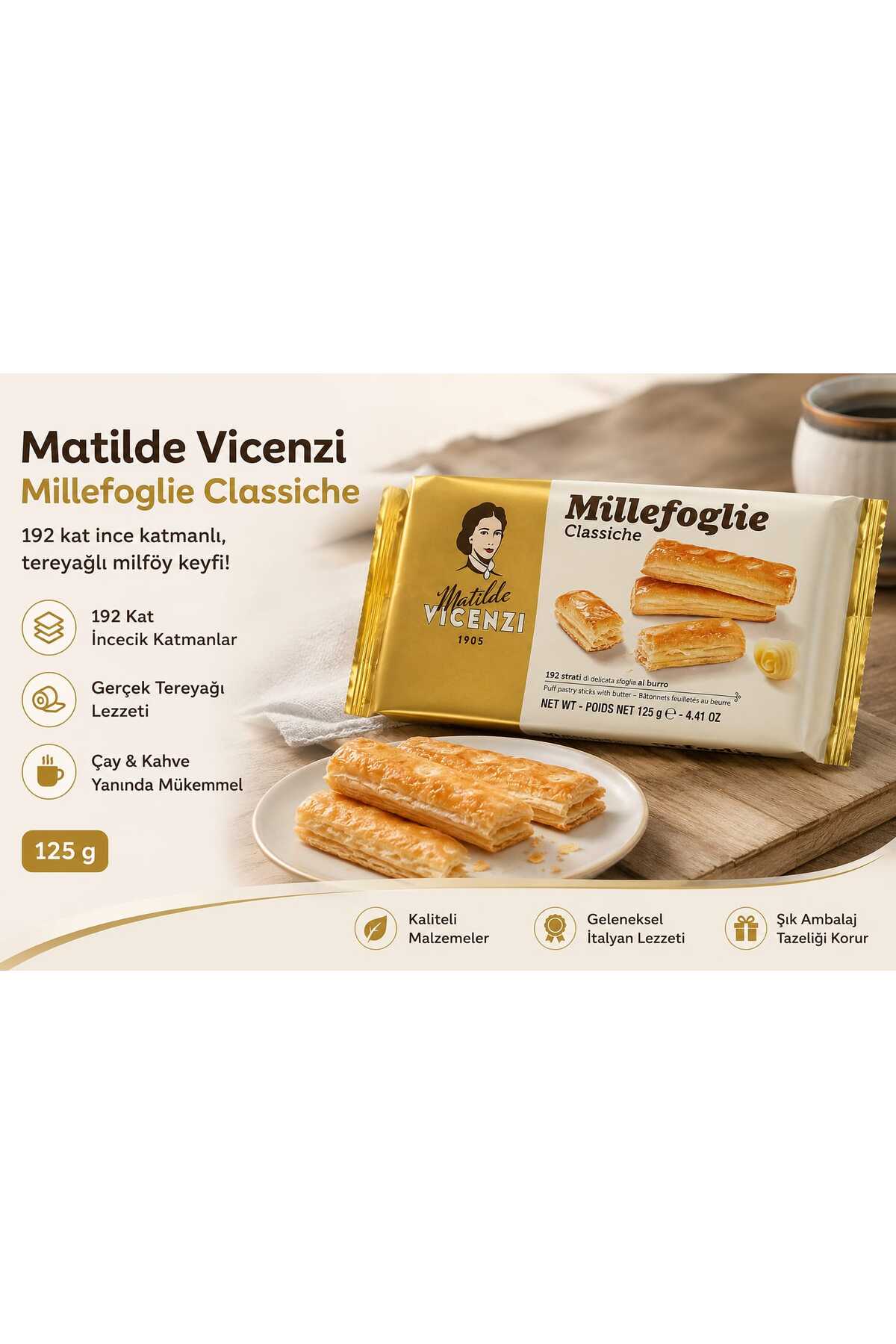 Matilde Vicenzi Millefoglie Tereyağlı Milföy Çubukları 125 g