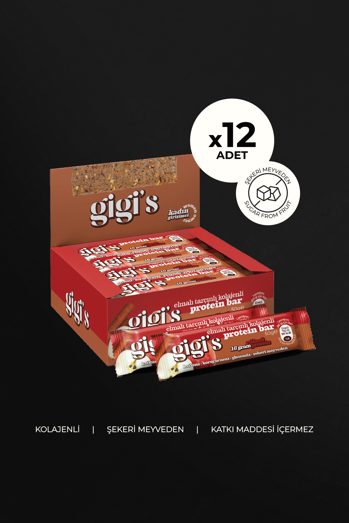 12'li Elmalı Tarçınlı Kolajenli Yüksek Protein Bar Paketi
